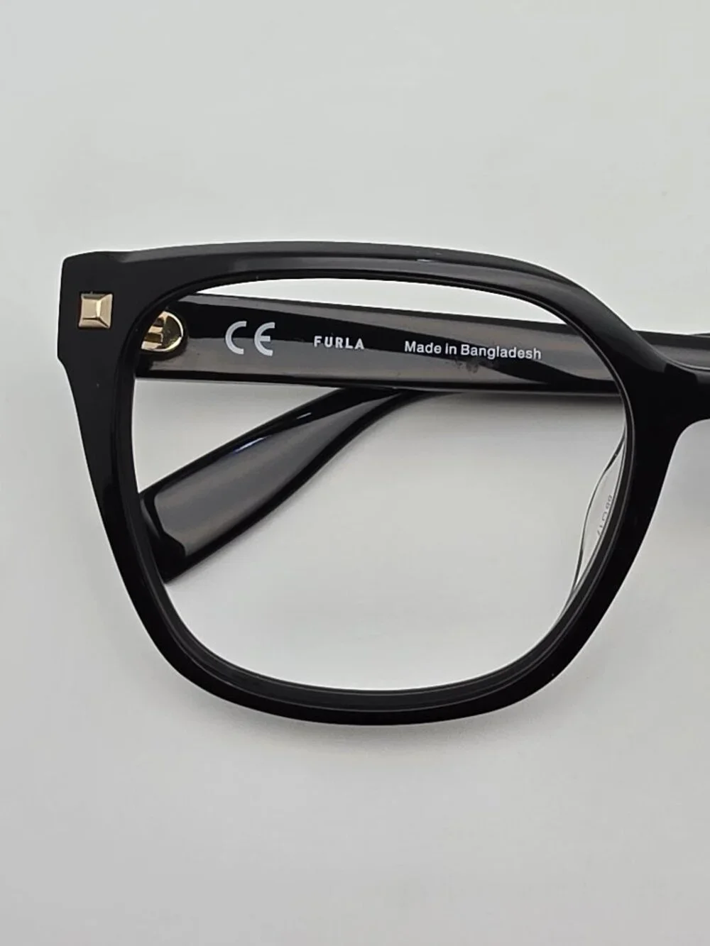Furla VFU665K Col.0700 Shiny Black Gold Cat Eye Eyeglasses Frame 55-17-135